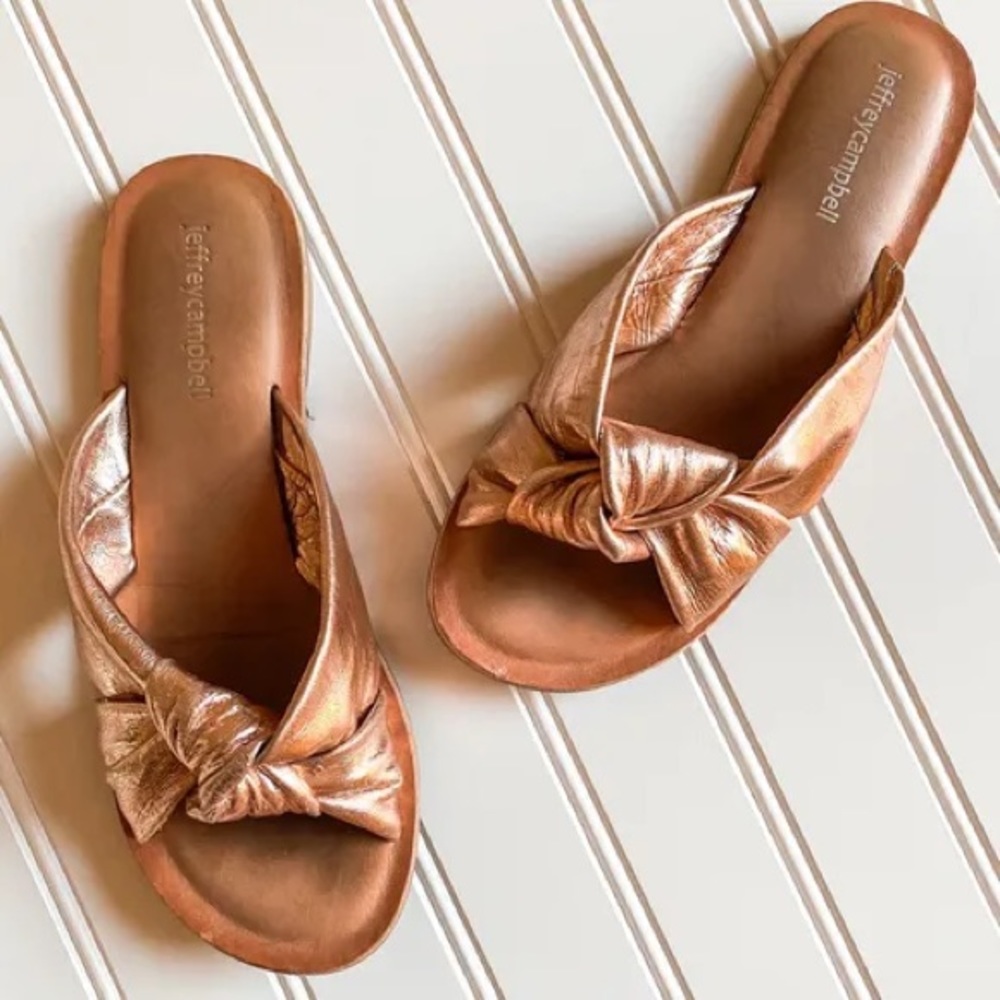 Jeffrey Campbell Zocalo Leather Rose Gold Slide Sandals Eur 41 Us 10